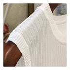 Ava Sleeveless Knitted Vest Top — Women’s Lightweight O-Neck Summer Knit Tank Casual Layering Top 4