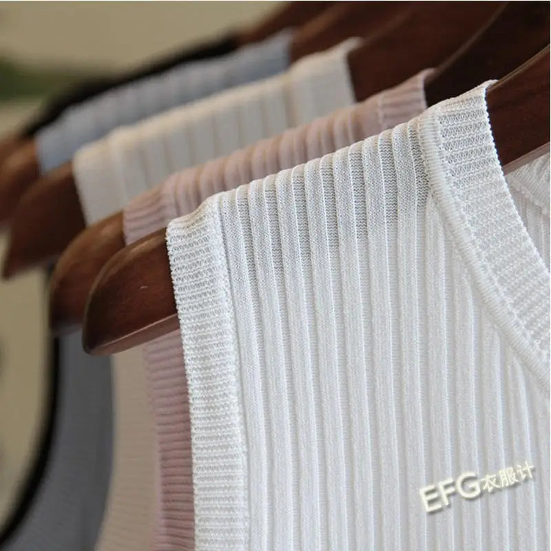 Ava Sleeveless Knitted Vest Top — Women’s Lightweight O-Neck Summer Knit Tank Casual Layering Top 5