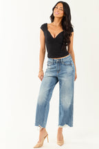 Black Crop Top with Cap Sleeves & Sweetheart Neckline | Stylish Top 1