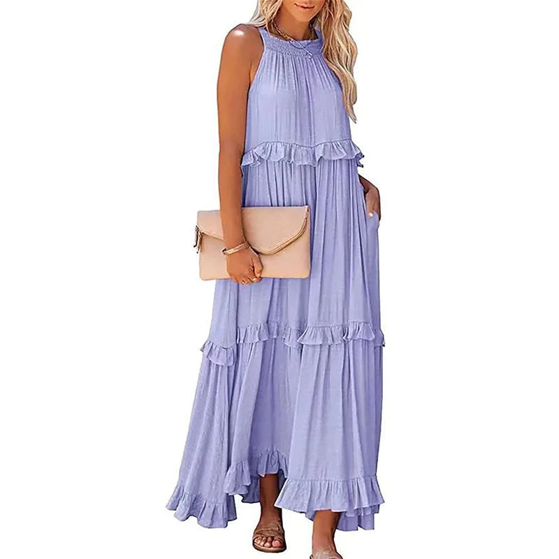 Elegant Summer Maxi Dress | Flowy Ruffled Design for Women | Chic Long Dress for Effortless Style 0
