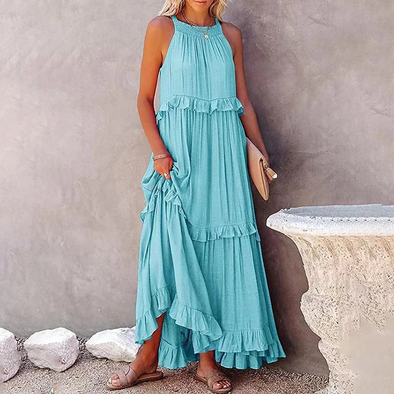Elegant Summer Maxi Dress | Flowy Ruffled Design for Women | Chic Long Dress for Effortless Style 12