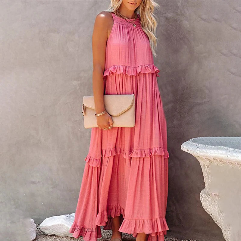 Elegant Summer Maxi Dress | Flowy Ruffled Design for Women | Chic Long Dress for Effortless Style 15