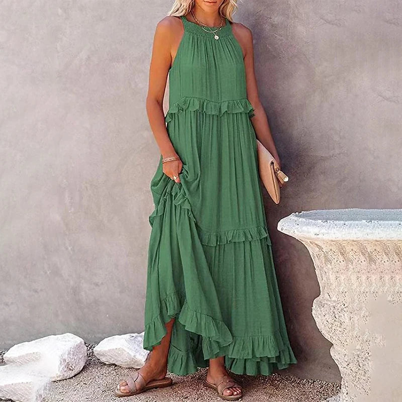 Elegant Summer Maxi Dress | Flowy Ruffled Design for Women | Chic Long Dress for Effortless Style 16