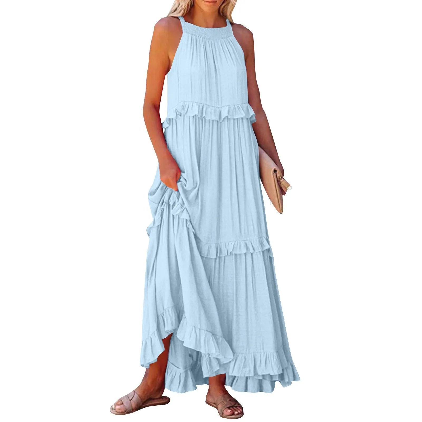 Elegant Summer Maxi Dress | Flowy Ruffled Design for Women | Chic Long Dress for Effortless Style 17