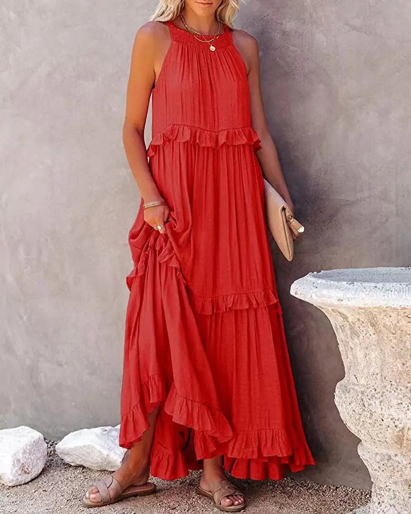 Elegant Summer Maxi Dress | Flowy Ruffled Design for Women | Chic Long Dress for Effortless Style 4
