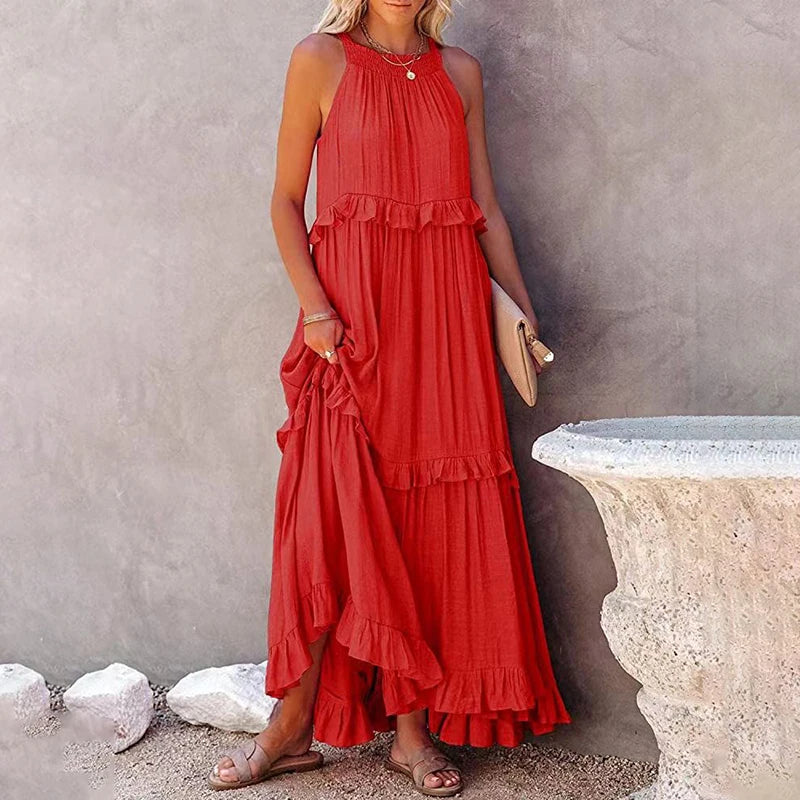 Elegant Summer Maxi Dress | Flowy Ruffled Design for Women | Chic Long Dress for Effortless Style 7