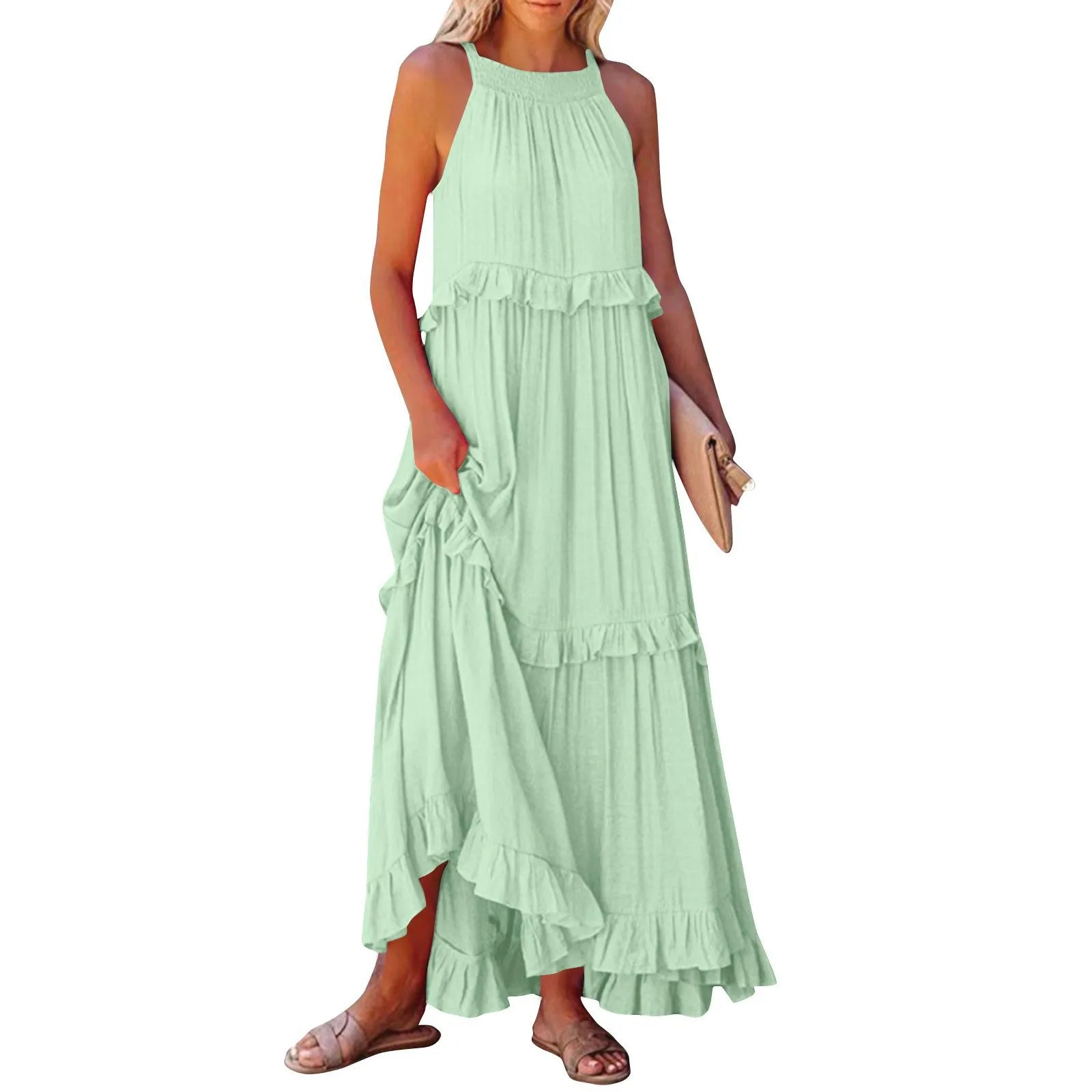 Elegant Summer Maxi Dress | Flowy Ruffled Design for Women | Chic Long Dress for Effortless Style 8
