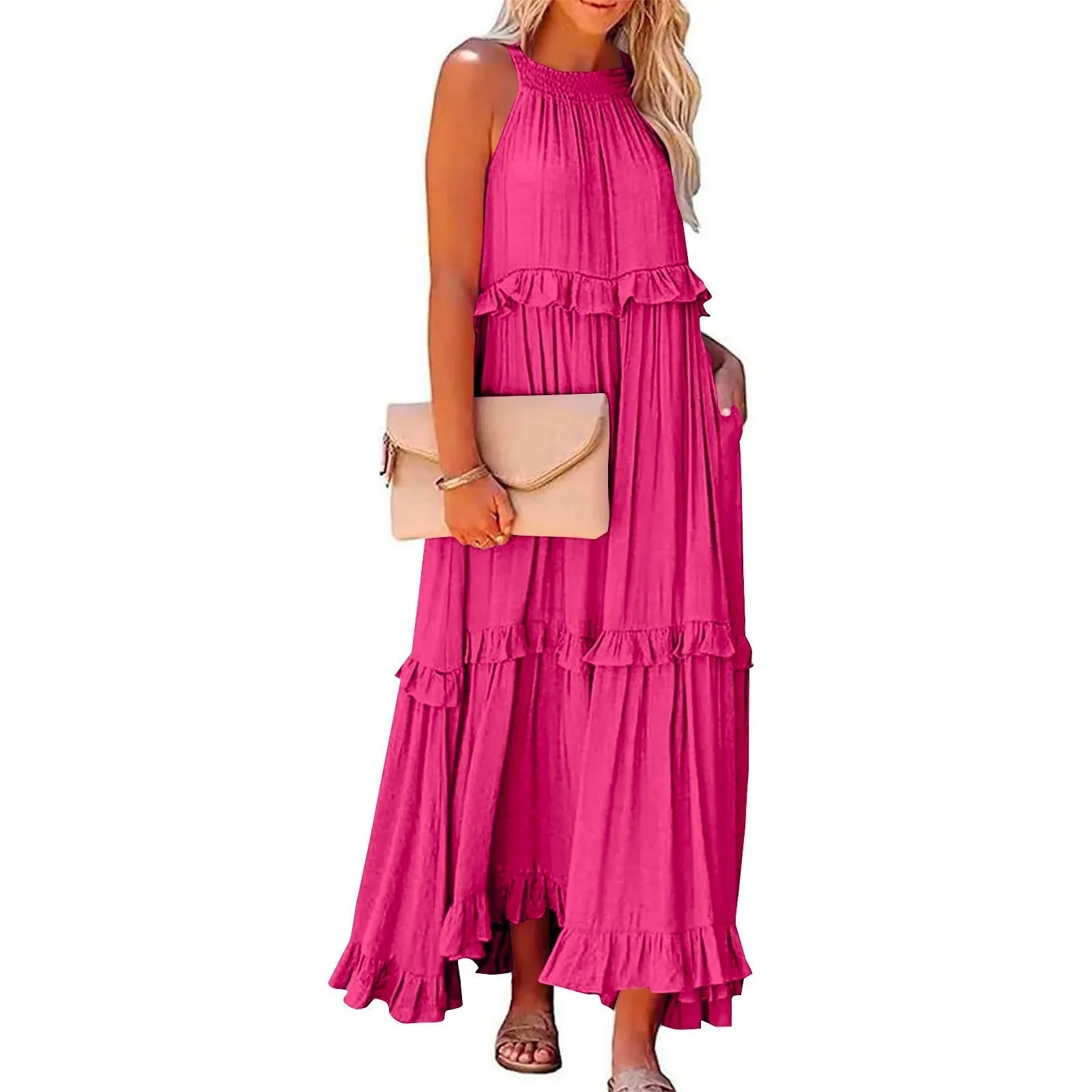 Elegant Summer Maxi Dress | Flowy Ruffled Design for Women | Chic Long Dress for Effortless Style 9