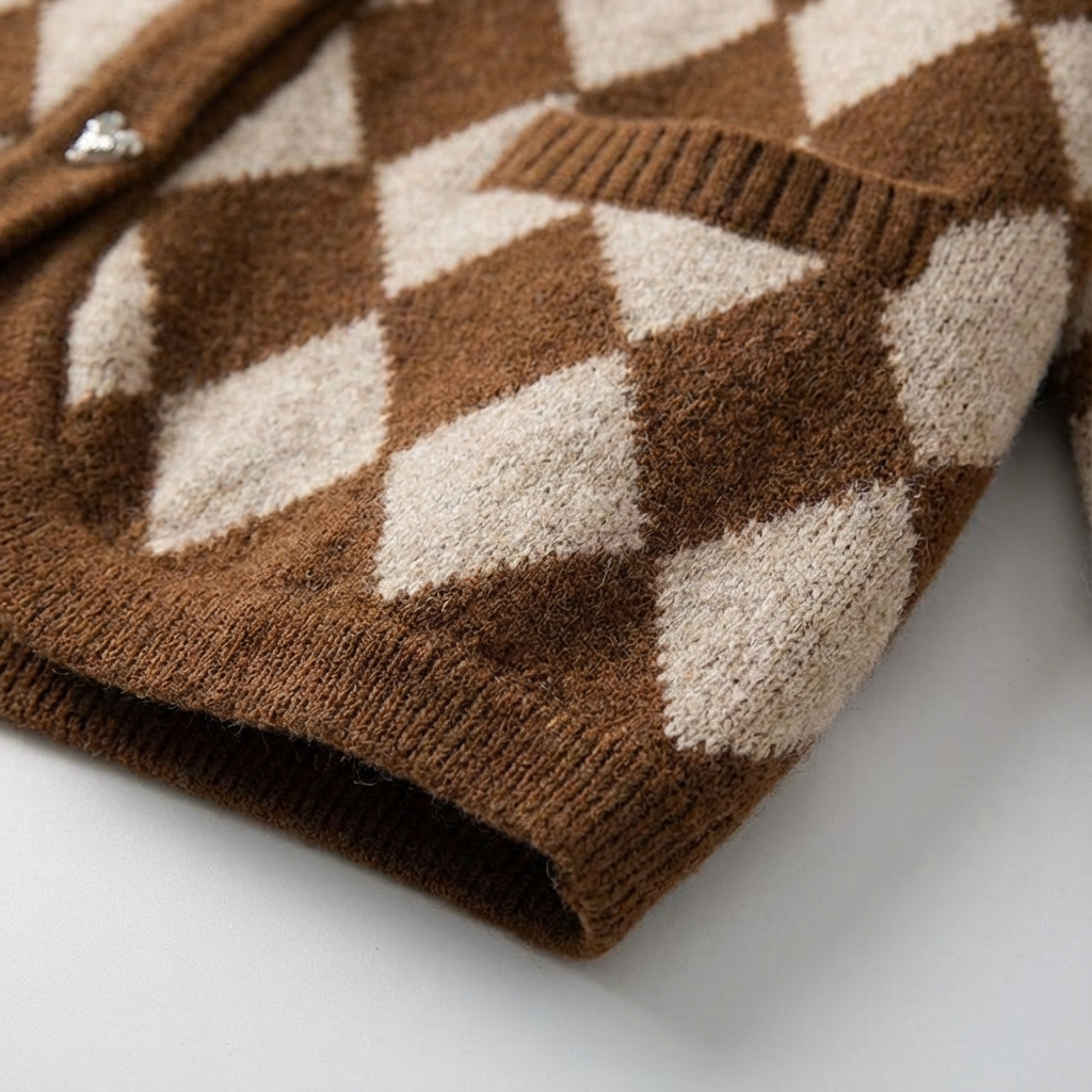 Lucerne Argyle Cardigan for Men – Merino Wool Knit Button Front Sweater Jacket 4