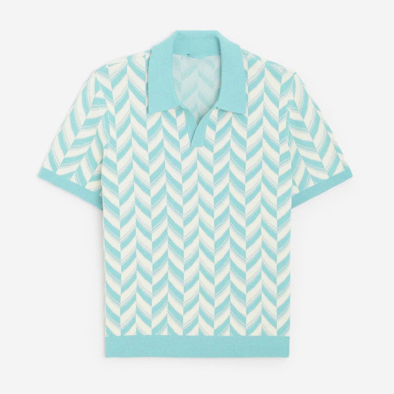 Men's Polo Shirt with Chevron Pattern – Relaxed Fit 0