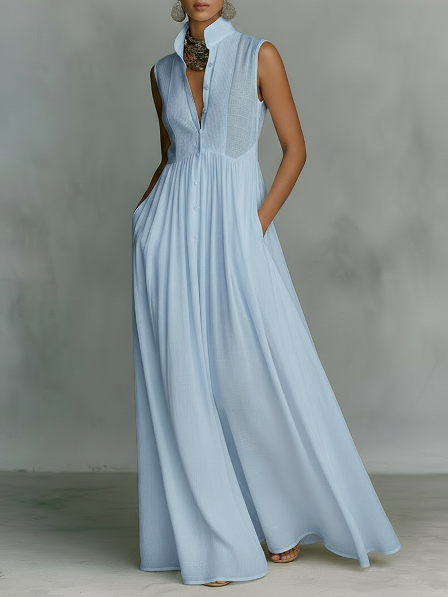 Minimalist Collection | Maxi Dress for Women with Sleeveless Design | Lightweight Cotton-Linen Blend for Effortless Elegance 0