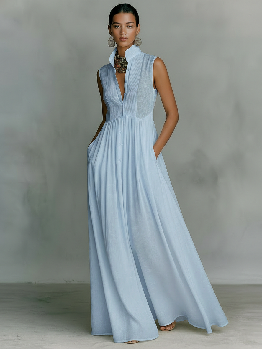 Minimalist Collection | Maxi Dress for Women with Sleeveless Design | Lightweight Cotton-Linen Blend for Effortless Elegance 3